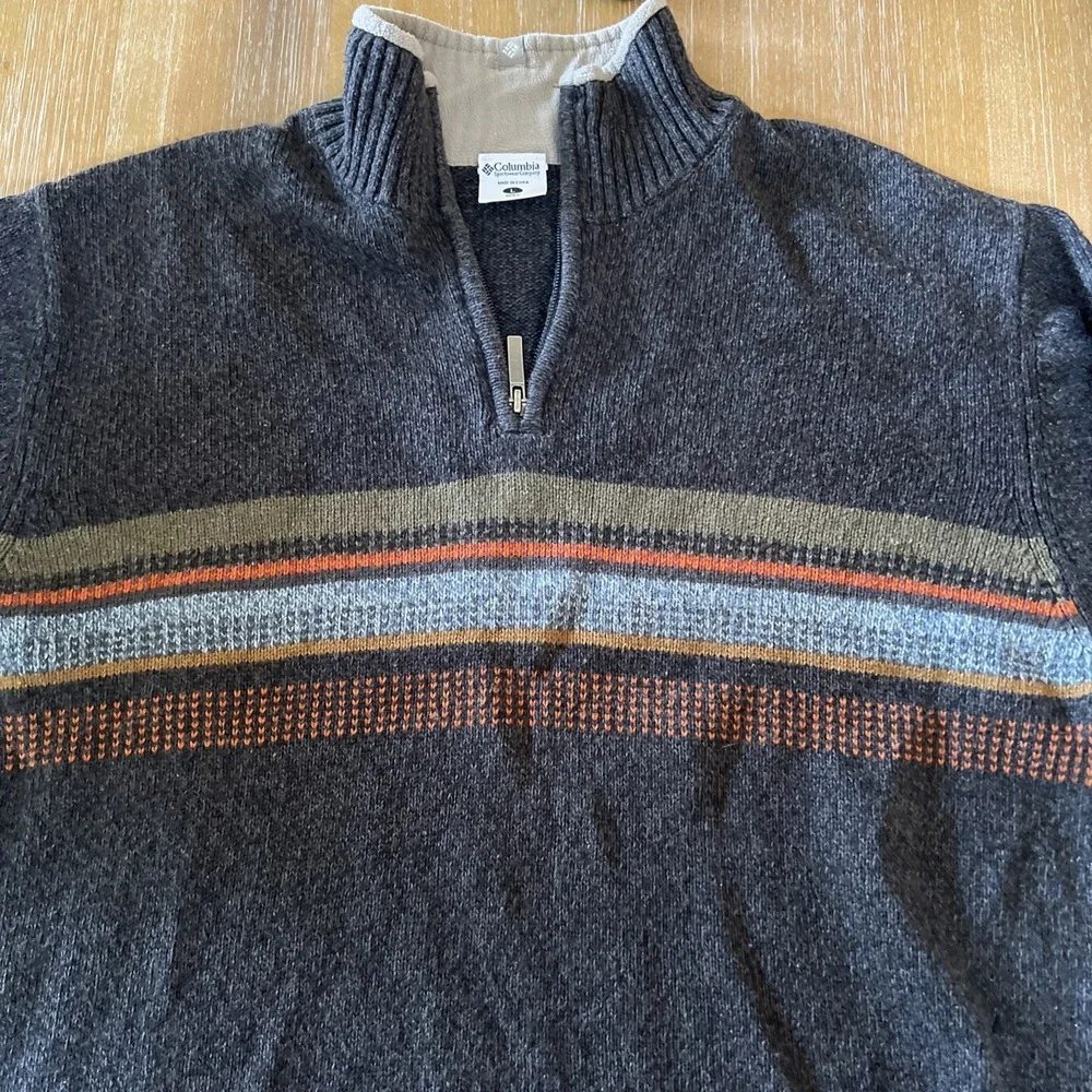 Columbia Men's L Gray Pullover Sweater Long Sleeve Half Zip Outdoor‎ Hiking - Picture 2 of 10